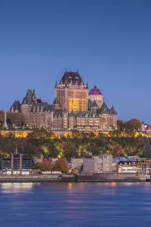 Images Dated 11th October 2017: Canada, Quebec, Quebec City, elevated skyline with Chateau Frontenac Hotel from Levis