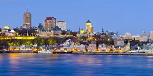 Canada, Quebec, Quebec City, Vieux Quebec or Old Quebec across Saint Lawrence River