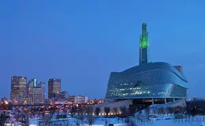 Antoine Predock Architect Prints: Canadian Museum for Human Rights with the Tower of Hope glowing GREEN for St
