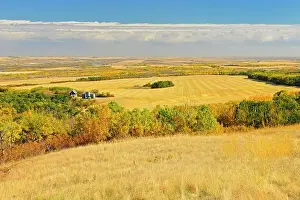 Canadian prairie from a high vantage point Baljennie Saskatchewan, Canada
