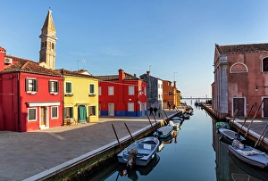 Colourful Houses Prints: Canal and colourful houses on the island of Burano, Venice, Italy