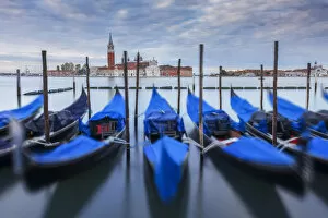 Images Dated 13th July 2020: Canal Grande with gondolas and St. George church in the distance, Venice, Veneto, Italy