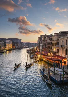Pier Collection: Canal grande at sunset near Rialto Bridge, Venice, Veneto, Italy