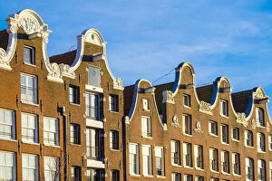 Canal house facades in late afternoon, Prinsengracht, Amsterdam, North Holland