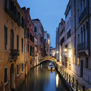 Venice Prints: Canal at night, San Marco, Venice, Veneto Province, Italy, Europe