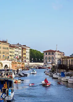Canal in Venezia Nuova, Livorno, Tuscany, Italy