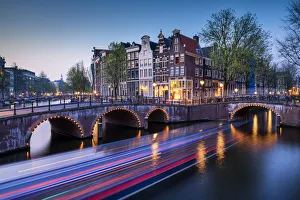Illumination Prints: Canals near the Keizergracht at Night, Amsterdam, Holland, Netherlands