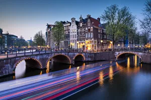 Netherlands Collection: Canals near the Keizergracht at Night, Amsterdam, Holland, Netherlands