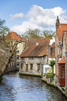 Canalside houses in Bruges, Belgium, Europe