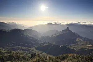 Images Dated 10th August 2010: Canary Islands, Gran Canaria, Central Mountains, View of West Gran Canaria from Roque