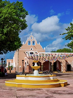Fountains Prints: Candelaria Church, Valladolid, Yucatan State, Mexico