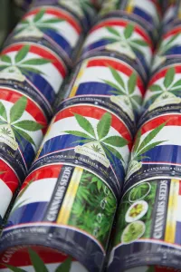 Stall Gallery: Cannabis seeds at flower market, Amsterdam, Netherlands
