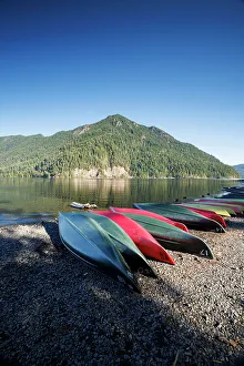 Olympic Prints: Canoes on Lake Crescent, Port Angeles, Olympic National Park, Washington, USA