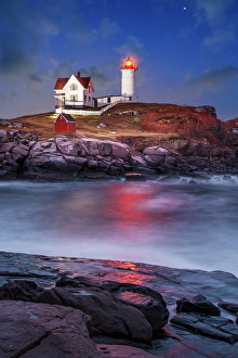 Nautical Prints: Cape Neddick Lighthouse also called Nubble Lighthouse, York, Maine, New England, USA