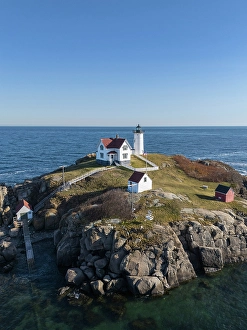 York Prints: Cape Neddick Lighthouse, York, Maine, New England, USA