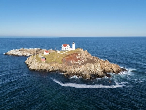 York Prints: Cape Neddick Lighthouse, York, Maine, New England, USA