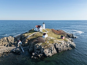 York Prints: Cape Neddick Lighthouse, York, Maine, New England, USA