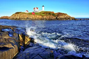 Cape Neddick Prints: Cape Neddick, Nubble Lighthouse, York, Maine, New England, USA