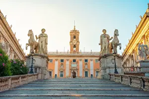 Palazzo Prints: Capitoline square and Senatorial palace at sunrise. Rome, Lazio, Italy
