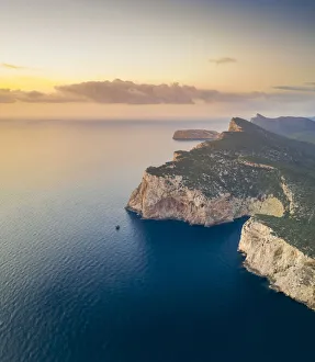 Marine Reserve Prints: Capo Caccia at sunset, Alghero, Sassari district, Sardinia, Italy