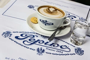 Cappuccino cup served at Caffe Pepino, Turin, Piedmont, Italy