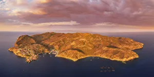 Tyrrhenian Prints: Capraia island at sunrise, aerial view