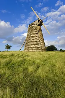 Leeward Islands Prints: Caribbean, Antigua, Bettys Hope Historic Sugar Plantation, windmill