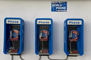 Images Dated 30th April 2008: Caribbean, Antigua, St. Johns Town, World phone pay phones