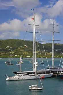 Caribbean, Antigua, Yachts moored in English Harbour, Nelsons Dockyard
