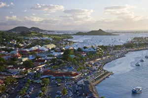 Caribbean, French West Indies, Saint Martin, Marigot from Fort St. Louis