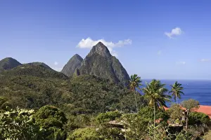 Caribbean, St Lucia, Petit and Gros Piton Mountains (UNESCO World Heritage Site)
