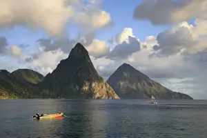 Caribbean, St Lucia, Petit and Gros Piton Mountains (UNESCO World Heritage Site)