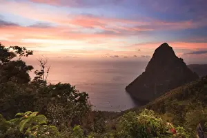 Eastern Antilles Prints: Caribbean, St Lucia, Petit Piton and Anse des Pitons Beach