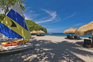 West Indian Prints: Caribbean, St Lucia, Soufriere, Anse Chastanet, Anse Chastanet Beach