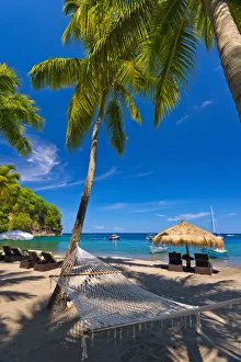 West Indies Prints: Caribbean, St Lucia, Soufriere, Anse Chastanet, Anse Chastanet Beach