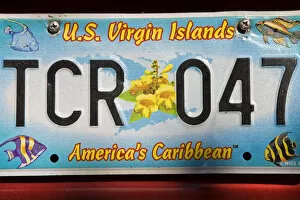 Images Dated 30th April 2008: Caribbean, US Virgin Islands, St. Thomas, car license plate