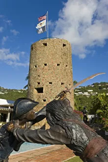 Images Dated 30th April 2008: Caribbean, US Virgin Islands, St. Thomas, a sculpture in Blackbeards Castle