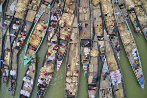 Carrying jutes on boats for selling market, Manikganj, Bangladesh