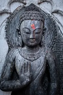 Carved Prints: Carved statues at Swayambunath temple (aka Monkey Temple), Kathmandu, Nepal