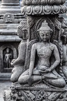 Carved Prints: Carved statues at Swayambunath temple (aka Monkey Temple), Kathmandu, Nepal