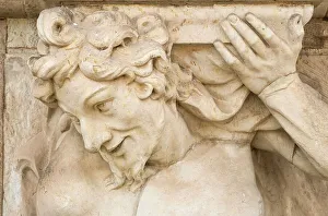 Saxony Prints: Carved stone figures, Zwinger Palace, Dresden, Saxony, Germany