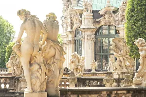 Zwinger Palace Prints: Carved stone figures, Zwinger Palace, Dresden, Saxony, Germany