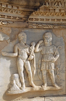 Sahara Desert Gallery: Detail of carving of Judgement of Paris on one of the
