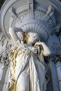 Caryatid sculpted female figure statue, Tuchlauben street, Vienna, Austria