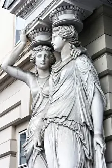 City Center Prints: Caryatid sculpted female figure statues in the historic centre, Vienna, Austria