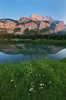 Artist Prints: Cascade Mountain reflected in Cascade Pond in morning light or sunrise