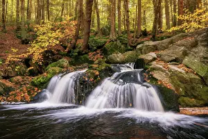 Watercourse Prints: Cascasde at Enders Falls State Forest in autumn, Granby, Connecticut, USA