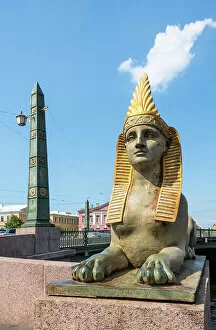 Images Dated 5th October 2022: Cast iron sphinx guarding the approach to the Egyptian Bridge (Yegipetskiy Most)