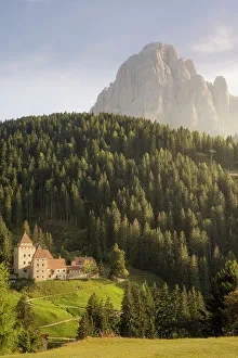 Sasso Lungo Prints: The castel gardena and the sasso Lungo peak at sunset