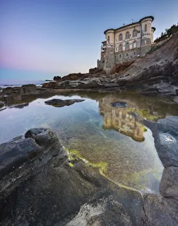Castello Prints: Castello del Boccale at sunrise with reflection, Livorno, Tuscany, Italy